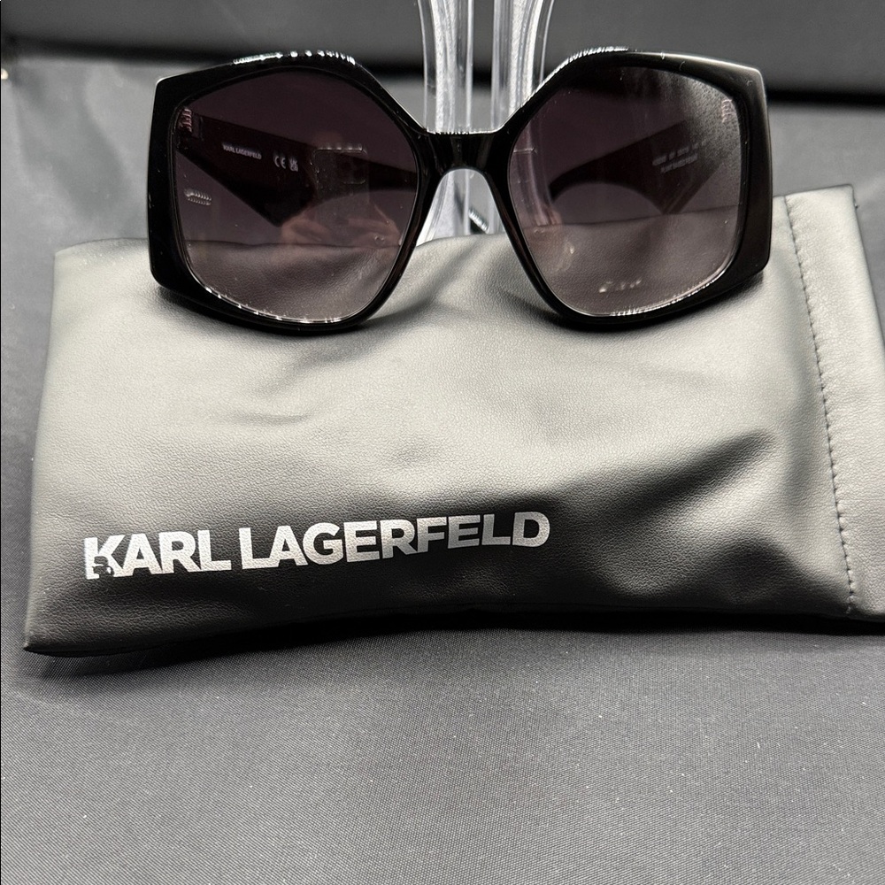 Karl Lagerfeld Black Oversized Women's Sunglasses with Gradient Lenses NEW auth